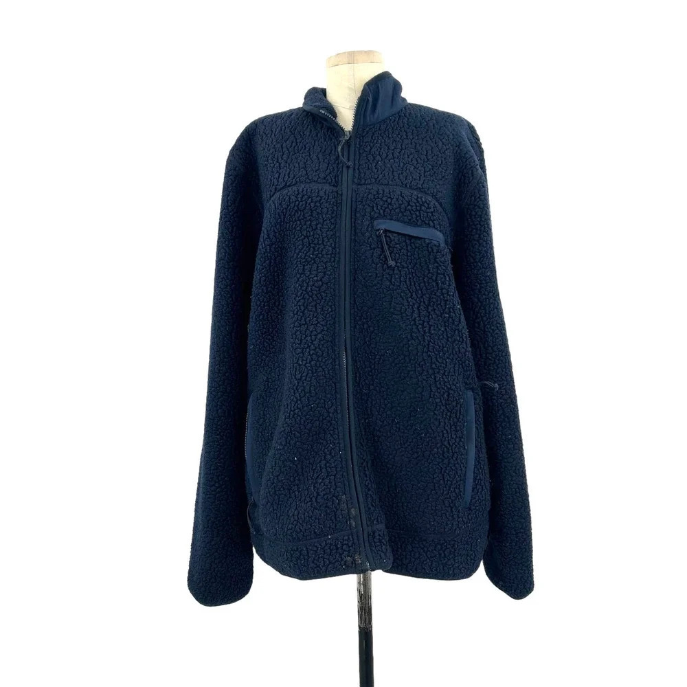 J. Crew Nordic Jacket in Polartec Sherpa Fleece Navy Blue‎ Men's Size XL